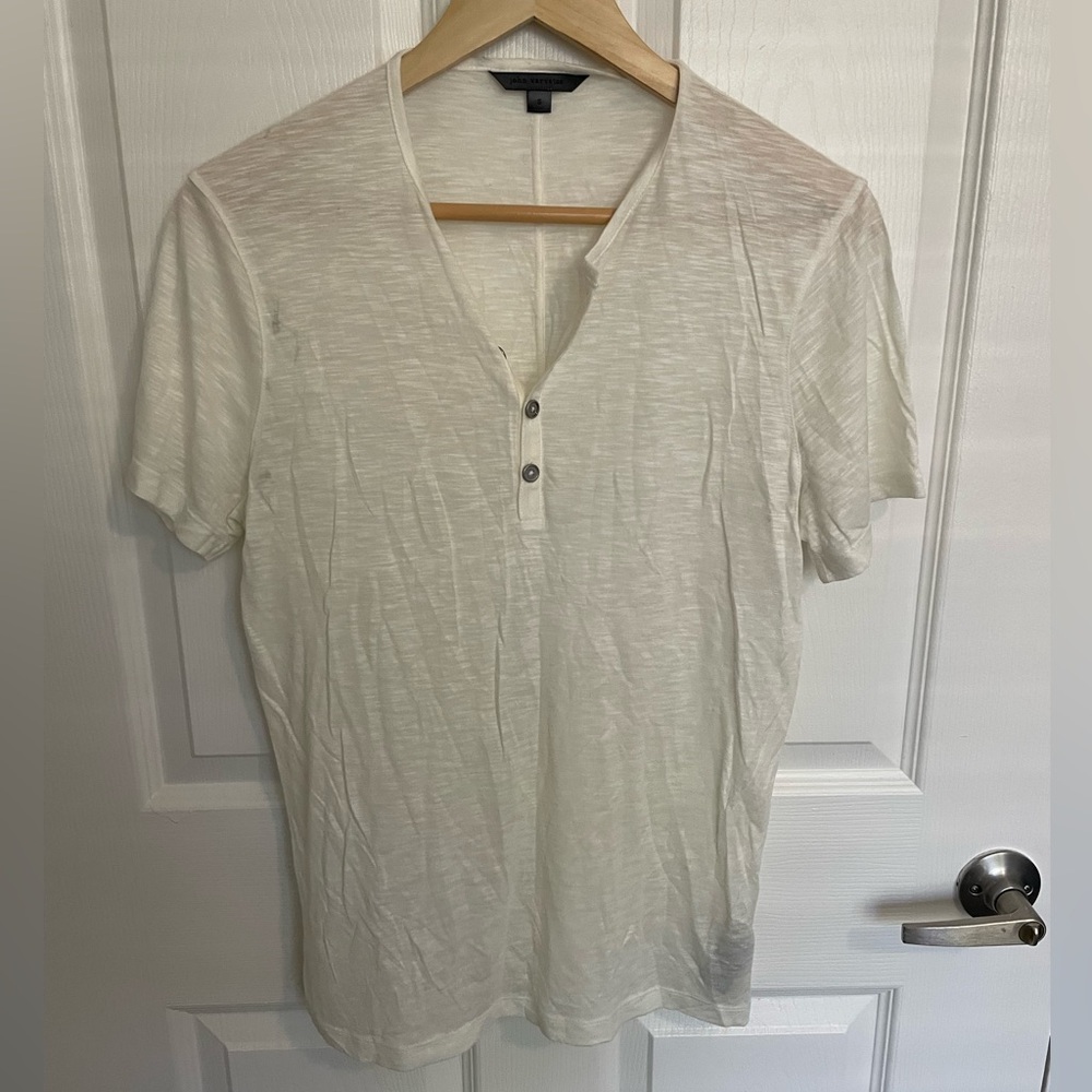 John Varvatos Cream Henley Shirt